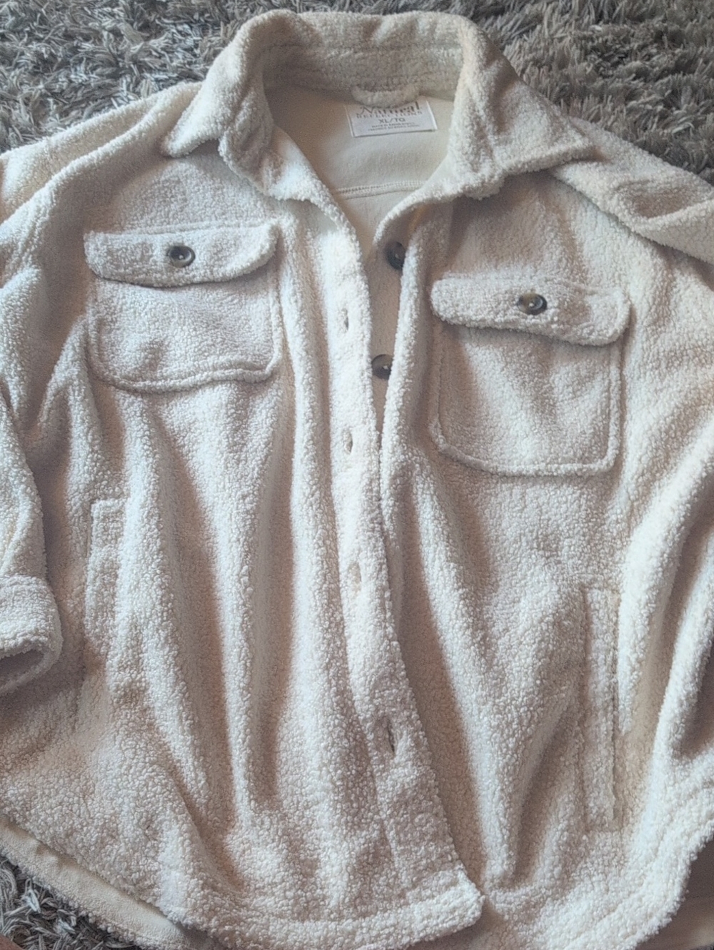 Natural Reflections Cream Sherpa Shacket XL Like New